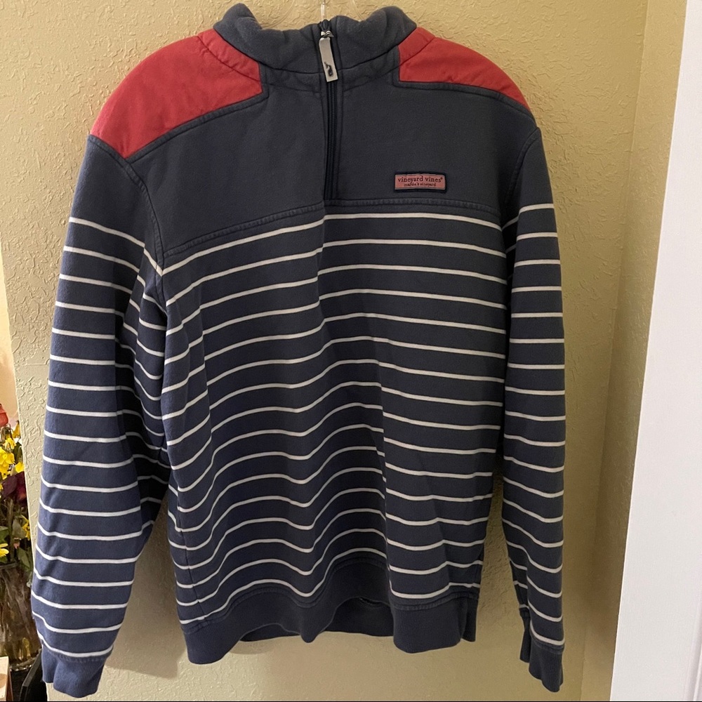 Vineyard Vines blue white & pink quarter zip